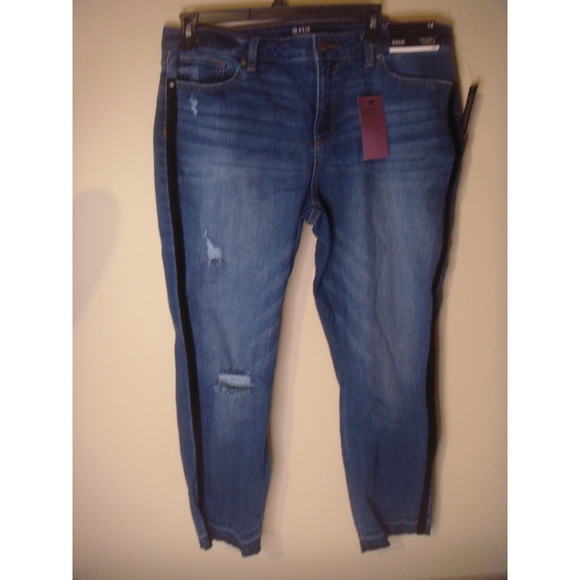 a.n.a Denim - ANA skinny ankle womens‎ blue jeans 14 mid rise slim fit velvet sides distressed